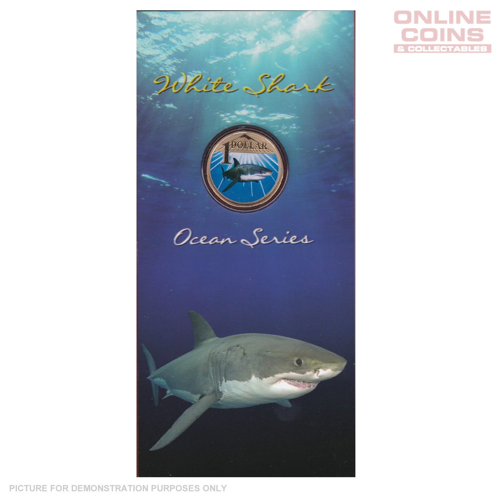 2007 $1 CuNi Uncirculated Carded Coin - Ocean Series Great White Shark